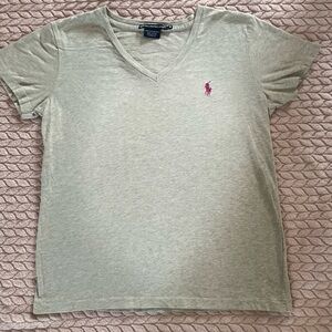 Ralph Lauren Sport Light Heather Gray Tee with Navy Label